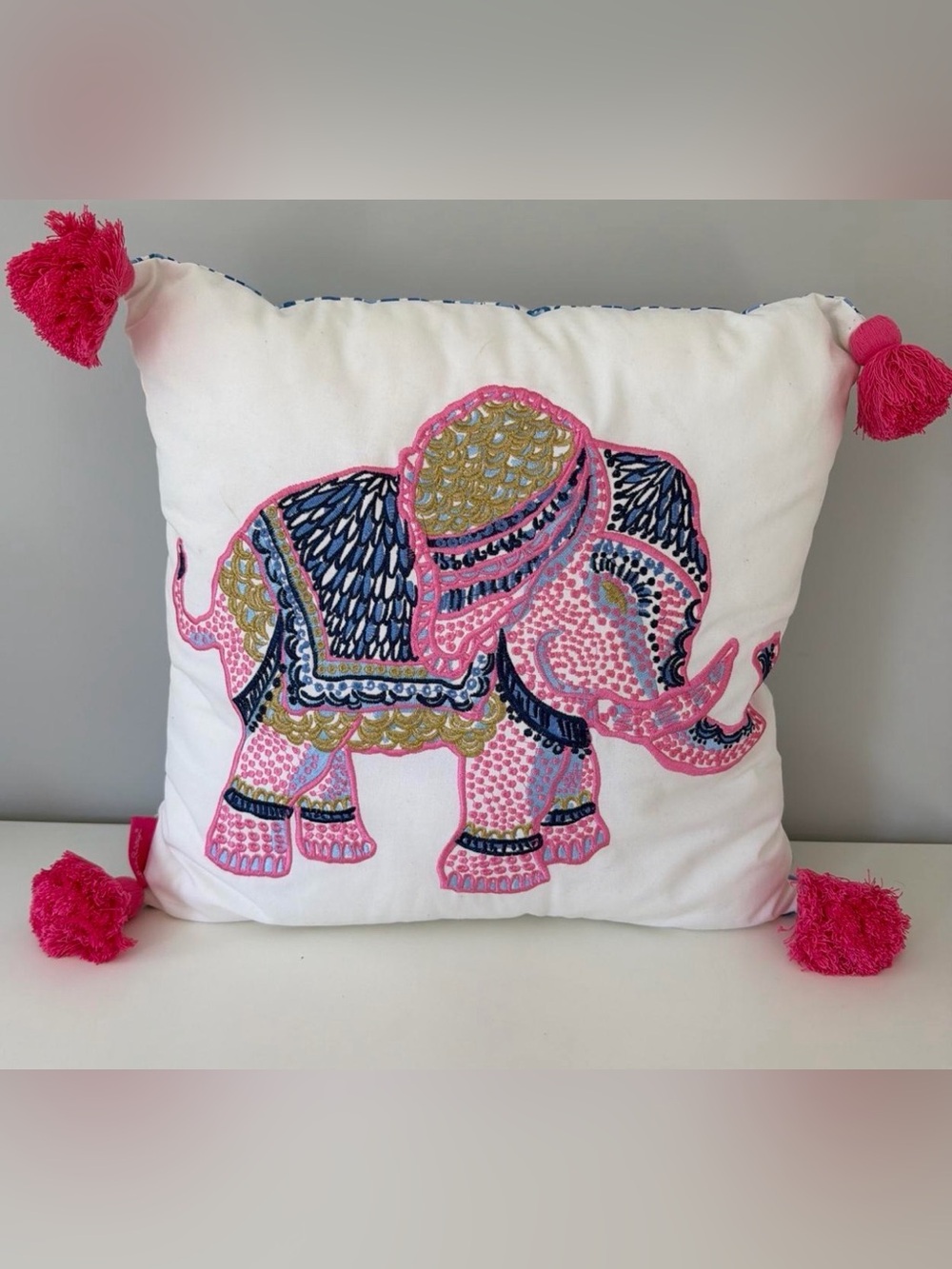 Lilly Pulitzer Embroidered Elephant Throw Pillow